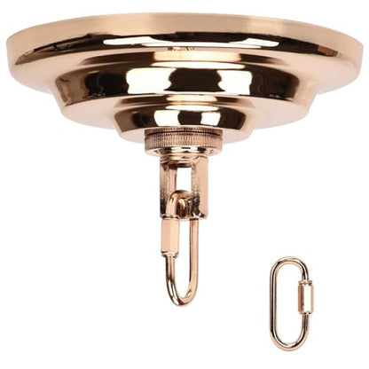 KC&KST 5" Ceiling Light Cover Plate Canopy Kit - Heavy Duty, Black Steel Cover for Chandelier/Pendant/Swag Light, Includes Loop, Cross Bar and Mounting Screws (French Gold) - color: French gold