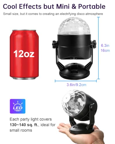 Luditek Portable Disco Ball Party Lights Sound Activated Battery Powered | Karaoke Dancing Strobe Lights for Indoor Outdoor Christmas Halloween Party Decorations Supplies for Car Home