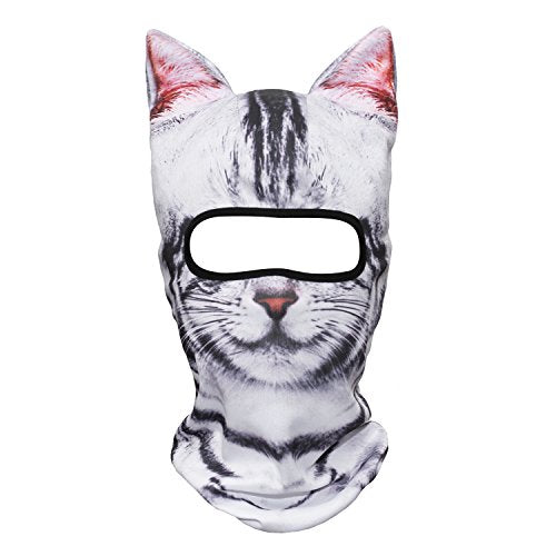 WTACTFUL 3D Animal Ears Balaclava, Breathable Face Mask for Halloween | Stand-Up Ears, Windproof Dustproof, Quick-Dry, No Fade Print, Soft, for Music Festivals Raves Ski Snowboard Moto Party - color: American Shorthair Meb-05