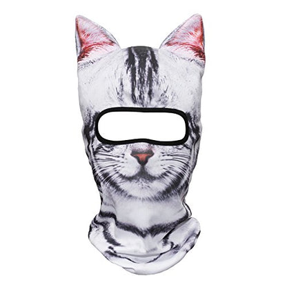 WTACTFUL 3D Animal Ears Balaclava, Breathable Face Mask for Halloween | Stand-Up Ears, Windproof Dustproof, Quick-Dry, No Fade Print, Soft, for Music Festivals Raves Ski Snowboard Moto Party - color: American Shorthair Meb-05