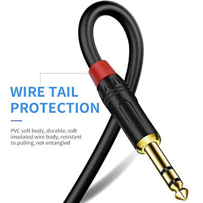 1/4 inch TRS Stereo Y Splitter Insert Cable, Gold Plated Audiowave Series 6.35mm TRS Male to Dual 6.35mm TS Male Mono Breakout Cable, Audio Cord (10FT / 1PACK) - size: 10 FT