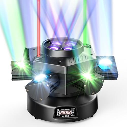 Moving Head DJ Lights, 150W RGBW LED Moving Head Light with Mixed Lighting Effects, 6 Arms Party Lights Support DMX-512 & Sound Activated, Stage Lights for Party Disco KTV Wedding Club - color: 6 Arm Party Light