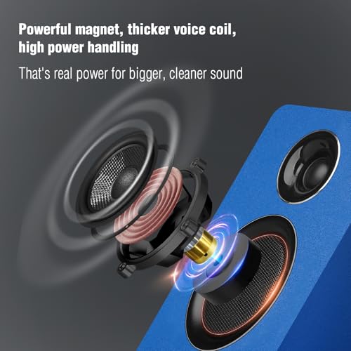 Computer Speakers, Bluetooth 5.3, USB-C, AUX/RCA, 3-Inch Woofer, Blue - color: Blue