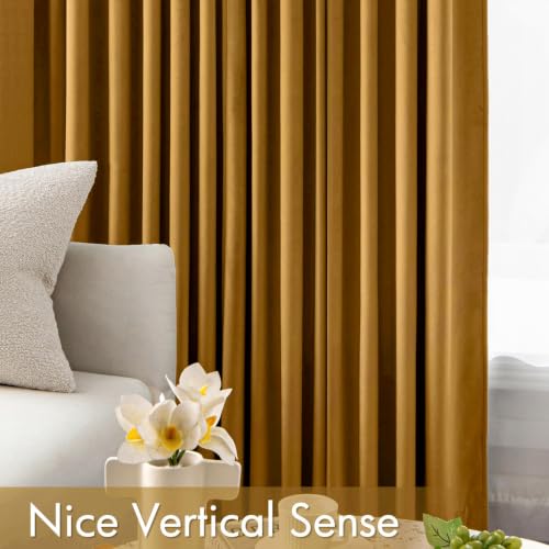MIULEE Gold Velvet Curtains 84 Inch Long 2 Panels, W40 x L84 | Luxury Super Soft, Thermal Insulated, Room Darkening Drapes, Rod Pocket Design, Window Curtains for Bedroom Living Room - color: Gold, size: 40"W x 84"L (Pack of 2)