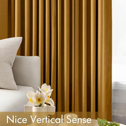 MIULEE Gold Velvet Curtains 84 Inch Long 2 Panels, W40 x L84 | Luxury Super Soft, Thermal Insulated, Room Darkening Drapes, Rod Pocket Design, Window Curtains for Bedroom Living Room - color: Gold, size: 40"W x 84"L (Pack of 2)