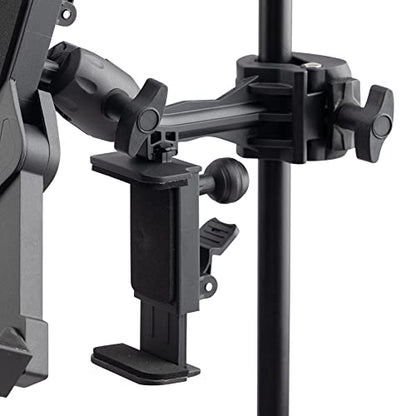OnStage TCM1500 Tablet/Smartphone Holder (Setup for Tablets, Computers, E-Readers, Smartphones, and Phablets, Clamp Mount, Nonslip Padding, Adjustable Angle and Rotation, External Battery Holder) - style: Tablet/Smart Phone Holder