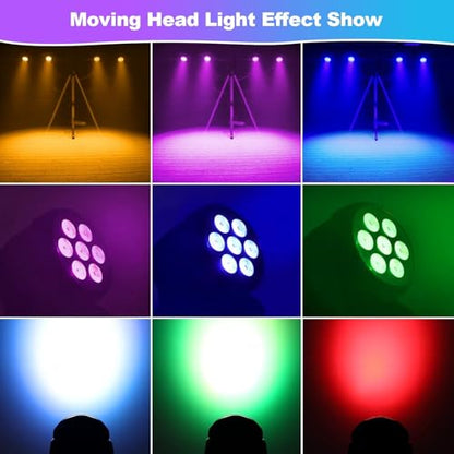 Betopper 7x8W Moving Head DJ Lights,RGBW Stage Lighting-4 Packs | 7x8W RGBW LEDs, DMX512/Auto/Sound/Master-Slave, Mini Moving Head Light For Stage, Party, Club, Wedding Event, Festival, Disco