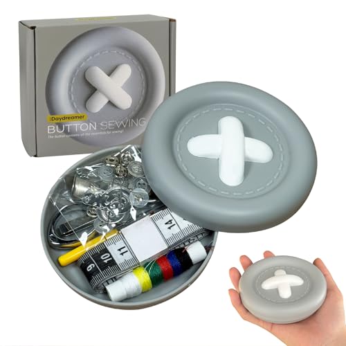 Portable Sewing Kit, Travel Sewing Supplies with Thread, Needles, Scissors, Buttons, for Emergency Clothes Repair, Home, Travel, Beginners, Adults, Teens - Cute Cartoon Plastic Case (SILVER) - color: SILVER