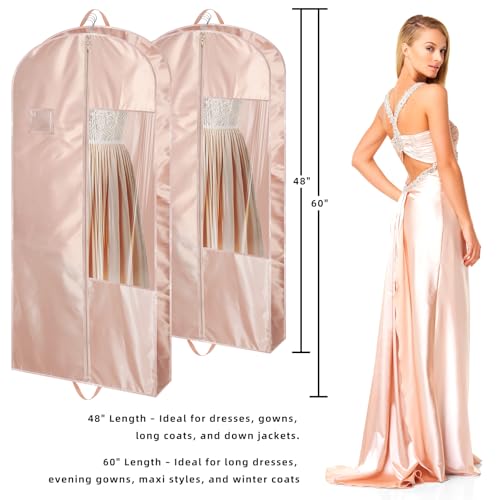 Garment Bags for Hanging Clothes and Travel with 4" Gusseted, Suit Cover for Clothes,Coats,Suit,Jackets,Dress,Shirts,Skirt. (Pink-48"-1pcs-Satin Fabric)