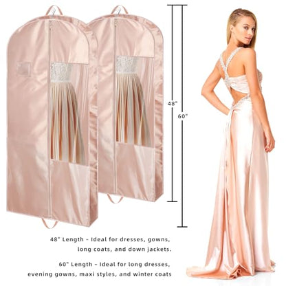 Garment Bags for Hanging Clothes and Travel with 4" Gusseted, Suit Cover for Clothes,Coats,Suit,Jackets,Dress,Shirts,Skirt. (Pink-48"-1pcs-Satin Fabric)