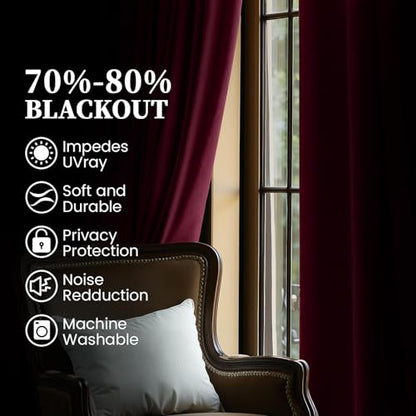 SimpleHome Red Velvet Curtains 84 Inches for Living Room Rod Pocket | Luxury Blackout Velvet Curtains,Thermal Insulated 2 Panels Room Darkening Drapes,Velvet Bedroom Curtains,W40 x L84,2 Panels - color: Red, size: 40"W x 84"L (Pack of 2)