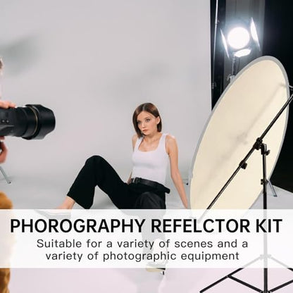 Extendable Reflector Holder Arm with 78.7"/2m Tripod Light Stand, Photo Telescopic 25.5" to 47.2" Boom Arm 360° Swivel Reflector Bracket for Product Portrait Studio Outdoor Photography - style: Reflector Holder w/Stand