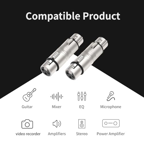 XLR Female to Female, 3 Pin XLR Female Audio Adapter，for Microphone,Mixerr,Amplifier-3 Pack - color: XLR F To XLR F*3
