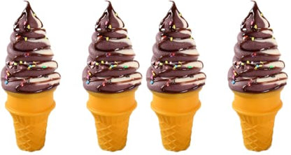2PCS Brown White Fake Ice Cream Cone Prop (Pack of 2) - color: Brown White, size: 2pcs (Pack of 2)
