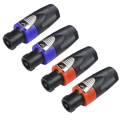 MAD OWL 4 Packs Speakon Connector, Suitable for Nl4fx Speakon Plug Connectors Speakon Cables, 4 Pin Female to Nl4fc Male Converter Nl2fx Plug 4 Pole for Speakers Powercon Twist Lock - size: 4 Pack