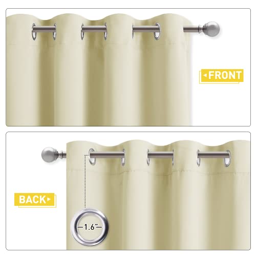 NICETOWN Sound Barrier 100% Blackout Divider Curtains 84", Noise, Heat and Cold Blocking Drapes with Felt Fabric Lining for Noise Reducing/Nursery/Daytime Sleep/Bedroom (Beige, 2 PCs, 52" Wide) - color: Beige, size: 52"W x 84"L (Pack of 2)