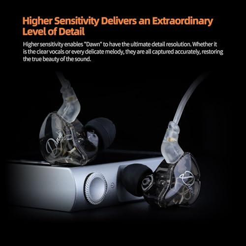 KZ Dawn Wired Earbuds Dynamic Driver in Ear Monitor Earphone, HiFi Bass IEM Headset, Ergonomic Comfortable Gaming Headphone (with Microphone, Silver-Plated Cable) - color: Silver-plated cable, style: With Microphone