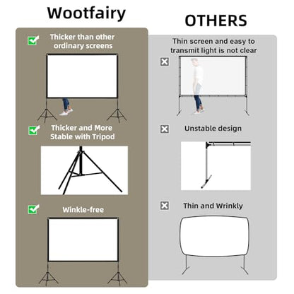 Projector Screen with Stand, Portable and Foldable Indoor Outdoor Projection Screen 16:9 4K HD Rear Front Wrinkle-Free Movie Screen with Carry Bag for Home Theater Backyard Cinema (120inch-19mm) - size: 120 inch-19mm