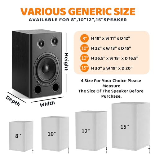 15 Inch Outdoor Speaker Cover - PA/DJ Lightweight Powered Speaker Cover, Upright Protective Cloth Cover - Sand Proof Dustproof Waterproof Protection - Gray - color: Grey, size: 15''