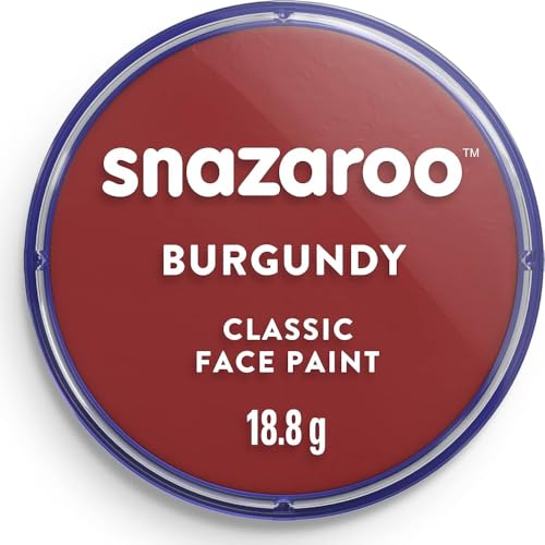 Snazaroo Classic Face and Body Paint, 18.8g Pot, Burgundy | Non-Toxic Hypoallergenic, Safe, Washable, Face & Body Paint for Halloween, Cosplay Costumes, Dress Up, Parties and Festivals - color: Burgundy, style: 18.8g (0.66-oz) Pot