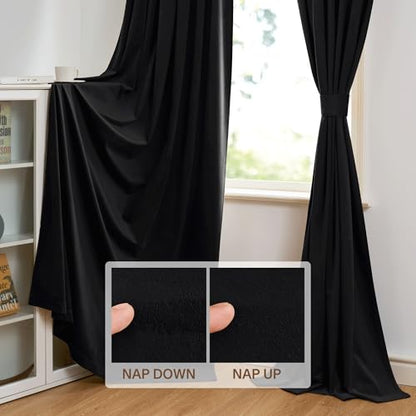 StangH Black Velvet Doorway Curtains, W42 x L96 inches, 2 Panels - color: Neutral Series - Black, size: 42"W x 96"L (Pack of 2)