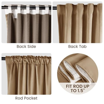 Velvet Curtains 84 Inches Long, Thermal Insulated Gold Brown Blackout Curtains for Living Room Bedroom Curtain Set Rod Pocket Back Tab Room Darkening Drapes, 2 Panel Gold - color: 05-gold Brown (Velvet ), size: 52"W x 84"L (Pack of 2)