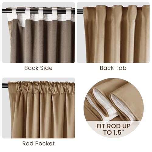 Velvet Curtains 96 Inches Long, Thermal Insulated Gold Brown Blackout Curtains for Living Room Bedroom Curtain Set Rod Pocket Back Tab Room Darkening Drapes, 2 Panel Gold - color: 05-gold Brown (Velvet ), size: 52"W x 96"L (Pack of 2)