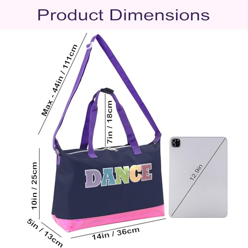 Garment Dance Shoulder Bags for Girls, Teen Dancers, Costumes, Boys | Holographic Glitter Dance Bag for Kids - color: Dance Rainbow