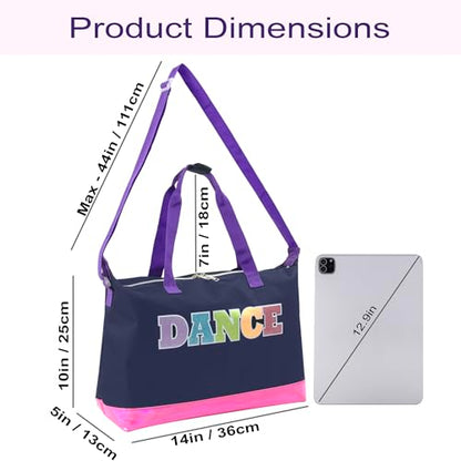 Garment Dance Shoulder Bags for Girls, Teen Dancers, Costumes, Boys | Holographic Glitter Dance Bag for Kids - color: Dance Rainbow