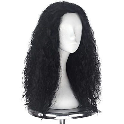 iCos Long Curly Fluffy Black Witch Hair Wig for Halloween Costume - color: Jet black