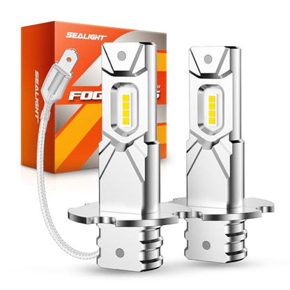 SEALIGHT H3 LED Fog Light Bulb, 30000LM 800% Super Brighter, 1:1 Size Plug & Play H3 LED Bulb 6500K White, Pack of 2 - color: White, size: H3/H3LL