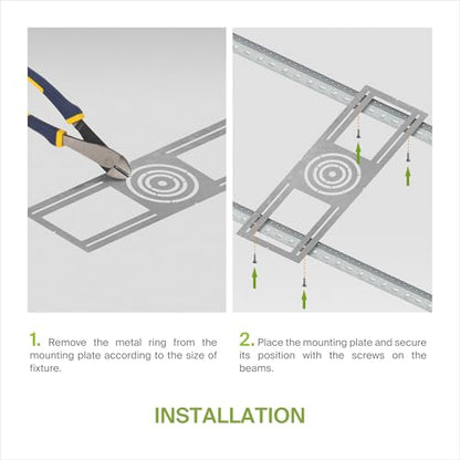 ASD 72 Pack New Construction Mounting Plate Round Hole - 3/4/6 Inch Flat Galvanized Steel Wafer Light Rough in Plate, Universal Light Fixture Mounting Bracket for LED Recessed Lighting - size: 72 Pack