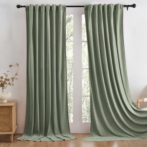 Manyshofu Sage Green Velvet Curtains, 2 Panels Blackout 52x96 | Luxurious Velvet Feel, Thermal Insulated Noise Reducing, Dual Back Tab And Rod Pocket Hanging, Machine Wash Fade-Resistant - color: Sage Green, size: 52"W x 96"L (Pack of 2)