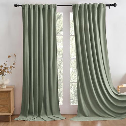 Manyshofu Sage Green Velvet Curtains, 2 Panels Blackout 52x96 | Luxurious Velvet Feel, Thermal Insulated Noise Reducing, Dual Back Tab And Rod Pocket Hanging, Machine Wash Fade-Resistant - color: Sage Green, size: 52"W x 96"L (Pack of 2)