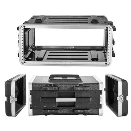 VEVOR 4U Rack Case, Standard 19 in Depth, Server Rack Cabinet with ABS Construction, Recessed Twist Latches, Detachable Front & Back Cover, Easy Installation, for Amplifiers, 18.4 in Internal Depth - size: 24.41 x 9.45 x 21.85 Inches