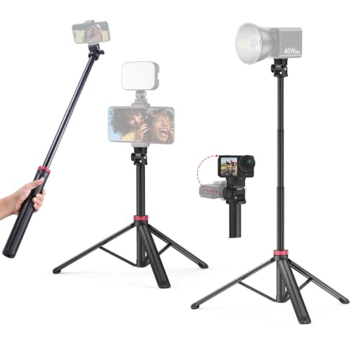 VIJIM MT-79 Extendable Photography Light Stand, 81" Portable Adjustable Light Tripod with 1/4" Screw, 360° Ball Head Camera Phone Tripod for Continute Output Lighting, Webcams, Cameras,for Pocket3