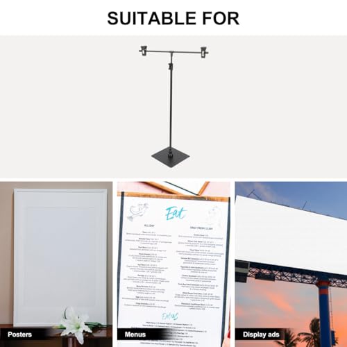 Zerodeko Adjustable T Shape Poster Stand Retractable Poster Stand Display with Clip Height Adjustable Advertising for Tabletop Store Counter Sign Holder