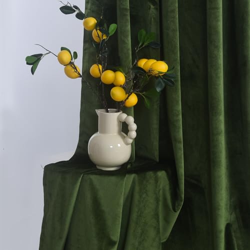 Roslynwood Velvet Moss Green Curtain 63 inch Long - Curtains Room Darkening Thermal Insulated Rod Pocket Window Panels Drapes for Bedroom/Living Room,W52 x L63, 2 Panels - color: Moss Green, size: 52"W x 63"L (Pack of 2)