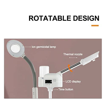 Artist hand Professional Facial Steamer with 5X LED Magnifying Lamp 2 in 1 | Hot Face Steamer Upgrade Esthetician Steamer for Facial Deep Cleansing, Fast Heating, Facial Machine, Beauty Salon Spa Home - size: White Hot & Magnifire Lamp