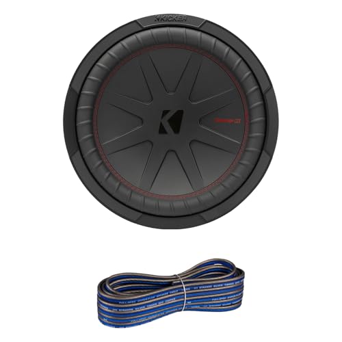 KICKER 12" 1000 Watt Peak Power 4-Ohm Dual Voice Coil Car Audio Subwoofer with 16 Gauge 50 Feet Wire