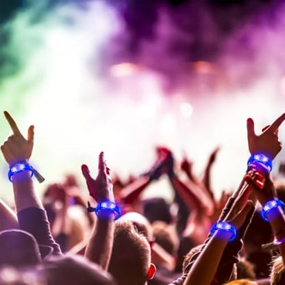 24 Pcs LED Glow Bracelets Sound Activated Led Flashing Bracelet Music Control Light Up Bracelets,Glow in The Dark Party Supplies For Birthday Carnival Concerts Night Events Christmas Gift (blue) - color: Blue