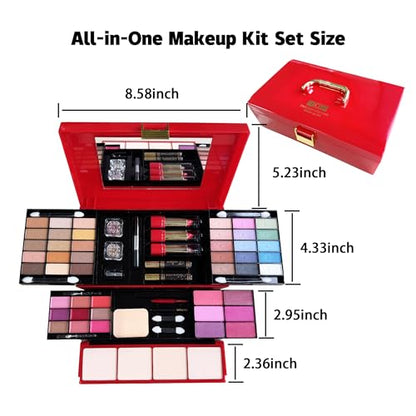 58 Colors Professional Makeup Kit for Women Girls All in One Full Make up Gift Set with Eyeshadow Palette, Blush, Lipstick, Eyeliner, Highlighter, Mascara, Mirror,Makeup Gift for Women Teens Beginners