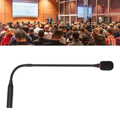Dynamic Microphone, 3 Pin Straight Plug Quick Mounted Corded Voice Condenser Microphone, 18in Aluminum Alloy Commercial Audio Desktop Paging Microphone for Conference