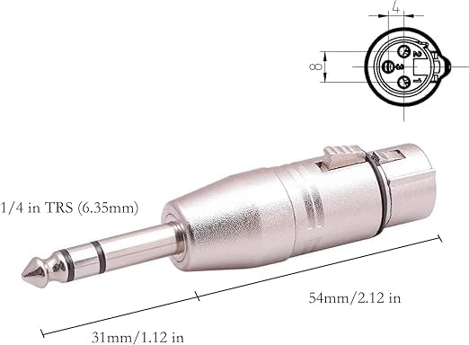 1/4 TRS to XLR Adapter for Microphone, Mixer, 6 Pack(3 Pairs), Silver, 3 Male to 1/4 Connector, 3 Female to 6.35mm Coupler, 3 PIN XLR Adapter Connector, Zinc Alloy with Nickel Plating - size: 3PX2 (Male to Female, Male to Male), style: 1/4" TRS to XLR Ada