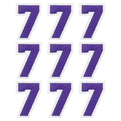 MECCANIXITY Iron on Number Patches 2" Number 7 Iron on Embroidered Patch Sew on Letter Stickers Applique for Repairing Clothing Jeans Shoes Hats DIY(Purple, Pack of 9) - style: Number 7