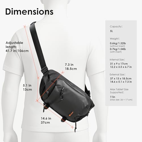 TARION Urban Camera Shoulder Sling Bag Compact 5.5L XProber | Expandable Wet/Dry Separation Pocket, Waterproof, Bottom Tripod Strap, for Mirrorless Cameras, Outdoor Photography - size: XProber (5.5 Liters)