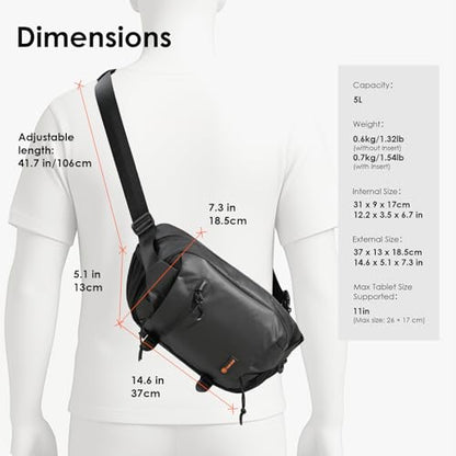 TARION Urban Camera Shoulder Sling Bag Compact 5.5L XProber | Expandable Wet/Dry Separation Pocket, Waterproof, Bottom Tripod Strap, for Mirrorless Cameras, Outdoor Photography - size: XProber (5.5 Liters)