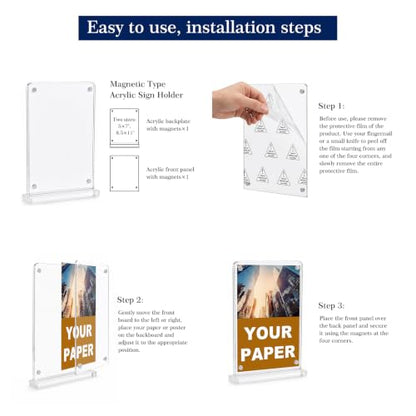 5×7 Acrylic Sign Holder,2Pack | Double-sided display,Quick page turning,High definition,Double-sided protective film ,Versatile for multiple scenarios - color: 2Pack 5x7 Inch