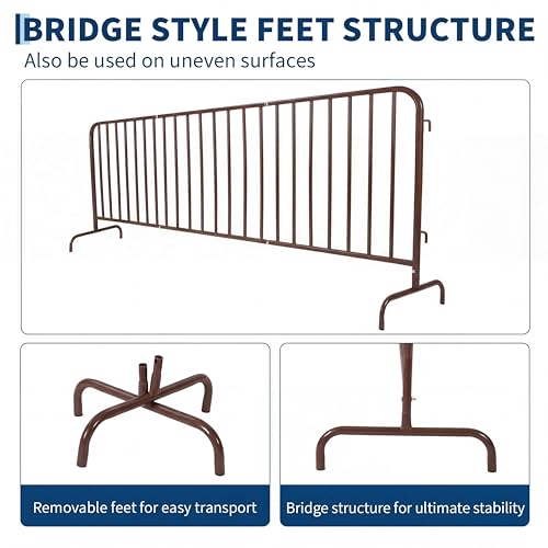 Garvee Interlocking Steel Barricade, 8.5 Ft. Heavy Duty Galvanized Metal Barricade, Interlocking Steel Road Barriers with with Bridge Feet Base, for Crowd Control Event Fencing Indoor/Outdoor, Yellow | Heavy Duty Galvanized Metal Barricade, with with Brid