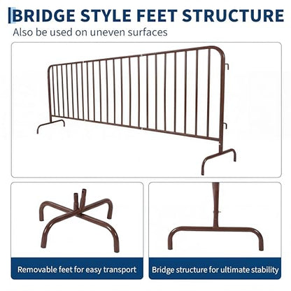 Garvee Interlocking Steel Barricade, 8.5 Ft. Heavy Duty Galvanized Metal Barricade, Interlocking Steel Road Barriers with with Bridge Feet Base, for Crowd Control Event Fencing Indoor/Outdoor, Yellow | Heavy Duty Galvanized Metal Barricade, with with Brid